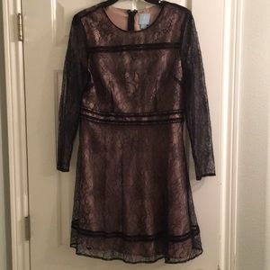 CeCe Lace Black and Nude Dress